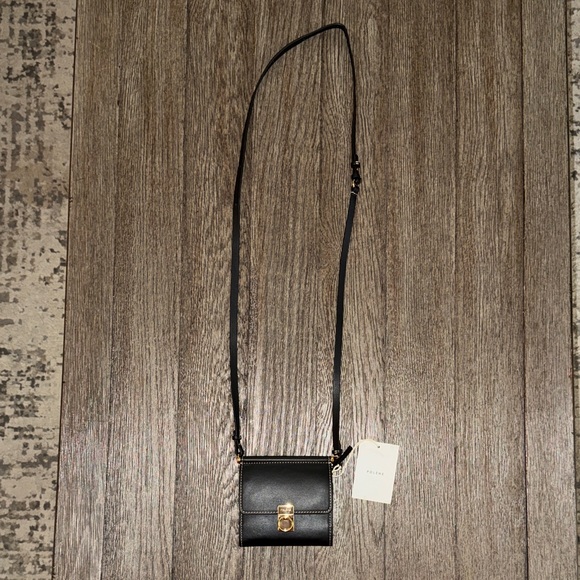 Polene Numéro Sept Crossbody Wallet BANDOULIERE NOIR LISSE - Picture 2 of 12